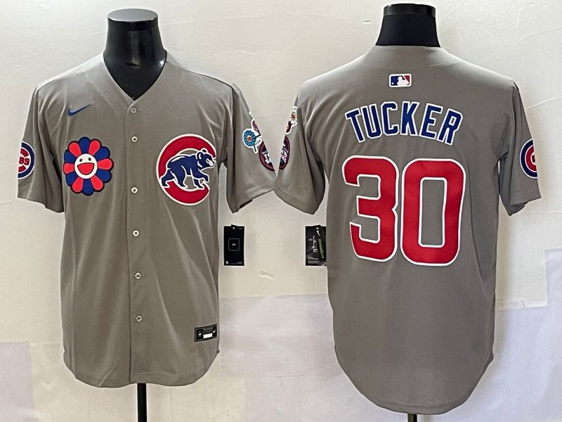 Men 2025 Chicago Cubs 30 Tucker Grey Flower Edition Nike MLB Jersey style 51